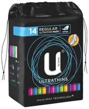 U by Kotex Pads Regular Ultrathin with Wings 14 Pack