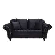 Monarch Chesterfield Sofa Velvet Black 2 Seater