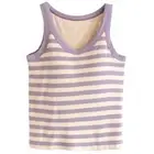 Lady Spaghetti Strap Vest Camisole with Built in Bra Soft Plaid Padded Tank Top