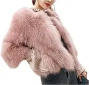 [Dawwoti] Women's Fur Faux Jacket Fluffy Coat Open Front Cardigan Solid Outwear for Winter