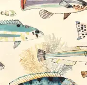 MANUEL CANOVAS Fiji Aqua Fish Polyester Remnant New