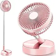 RealinKus Pedestal Fan Foldable table fan, Adjustable Height, 7200mAh Rechargeable, Portable, Quiet, FoldAway (Pink)