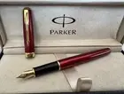 Excellent Parker Sonnet Fountain Pen Red - Gold Clip 18K Gold Fine Nib No Box