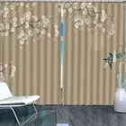 Blue Grey Swallow Bud 3D Curtain Blockout Photo Printing Curtains Drape Fabric