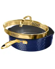 Granitestone Charleston Collection Hammered 4qt Deep Saute Nonstick Pan with Lid