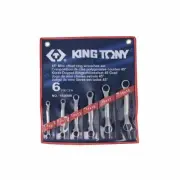 KING TONY 6 Pcs 45 Degree Offset Ring Spanner Set with Nylon Pouch 8mm-19mm