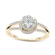 0.75 CT. T.W. Natural Diamond Frame Split Shank Engagement Ring in Solid 14K Gold