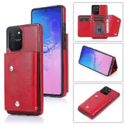 For Samsung A91 Wallet Back Cover, PU Leather Case With Card Holder Phone Case - Red