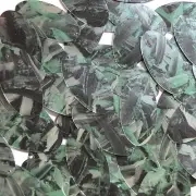 Sequin Oval 1.5" Green Silver Bird Feathers Print Metallic
