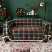 Couch Cover Green Retro Plaid Slipcovers for Sofa Throw Cover for 1/2/3 Seater Cushion Couch Sofa Covers