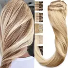 Super Highlight Thick Double Weft Clip In Real Human Hair Extensions Full Head