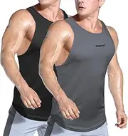 [BROKIG] Men's Lightweight Gym Tank Top,Mens 2 Pack Workout Slim Fit Singlet Performance Cool Mesh Muscle Sleeveless Shirt