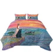 Art Painting the landscape of Africa Animals and African Queen Coverlet