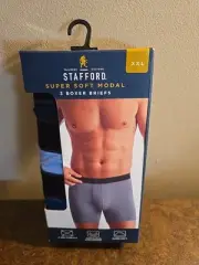 New Stafford 3-Pack XL Super Soft Modal Boxer Briefs - Blues