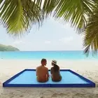 HOMBYS Sandproof Beach Blanket with Fence 83" Wx83 L Extra Large Waterproof B...