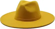 [Bollrllr] Ladies Wide Brim Wool Felt Jazz Fedora Thermal Hat