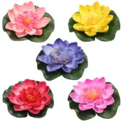 5PCS Artificial Water Lily Floating Plant Flower Lamp Floating Pool Lights