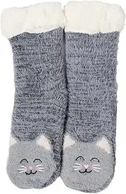 [Generic] Slipper Socks With Grippers For Women Cat Gifts Lovers, Ladies Cat Socks, Horse Socks For Women, Grey, One Size