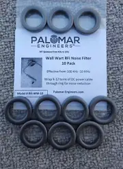 Palomar Engineers Ferrite Wall Wart RFI Noise Filter Bulk Pack of 10 Filters