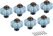 Ceramic Knob,Cabinet,Furniture Pull Handles,Door Pull,Drawer Pull Handle,33mmx38mm Drawer Dresser Single Hole Ceramic Round Knob Pull Handle Blue 7pcs