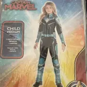 NEW Captain Marvel Starforce Girl’s Halloween Child Costume Kids Medium (8-10)