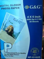 G&G 4x6 Inch DIGITAL GLOSSY PHOTO PAPER 20 Sheets Inkjet Printers SHIPS FREE