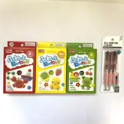 Daiso Japan Soft Clay three colors each 40g and Three Ball Point Pen four colors