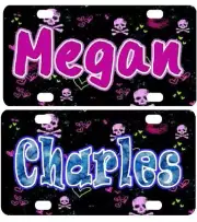 SKULL & CROSSBONES MINI LICENSE PLATE Personalized for Kids Bicycles Wagons