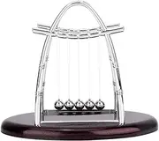 Newtons Cradle Balance Balls, Metal Kids Toys with Black Wooden Base and 5 Balls Swinging Pendulum Desk Decoration Stress Relief Calm Down Fidgets Kit for Office Table Decor Gifts(M)