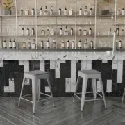 Roseto FFIF91371 Dream 16"W Four Piece Metal Bar Stool Set - Grey