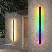 RGB Wall Light 7 Color Wall Lamp with Remote Control Wall Sconce Dimmable 2700K-6500K Wall Lighting IP65 Waterproof Outdoor for Outdoor/Indoor Party Gathering (A,150cm)