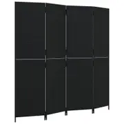 vidaXL Room Divider with 4 Panels Privacy Decorative Screen Black Poly Rattan