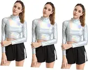 [WRITWAA] Pcs High-end Women's Bustier Performance Stage Dress Shiny Leather Comfortable Easy to Wear Apparel Size Xl
