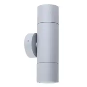 Pillar Light Up/Down 12V MR16 Matte Gre IP65 Round Back Plate