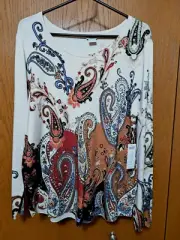 NWT CHICO'S WOMEN'S TOP SWEATER PULLOWER RAYON BLAND SIZE 2 USA 12