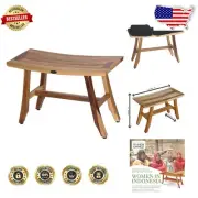 Satori 28-Inch Teak Bathroom Bench - Combines Beauty with Safety and Storage