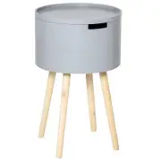 Round Side Table: Modern Night Stand with Hidden Storage & Removable Tray, Wood