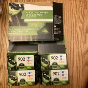 GENUINE HP 902 Tri-Color Ink Cartridges. X4. Exp 06/22 Combo Pack &1 Xl Black.