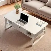Coffee Table, Living Room Wood Table, Sofa Side Table, Office Tea Table, Bedroom Table A123 (White, 100X48X42CM)