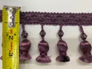3.5” Beaded Trim Fringe W/ Gimp Top Sold By the Yard - Color: Purple