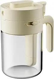 AoFly Multifunctional Seasoning Pot 2 in 1 Glass Food Storage Containers with Spoon Salt Container Glass Jars with Lids Pepper Storage Spice Box Seasonings and Spice Jars for Kitchen Cooking (Beige)