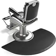 Salon Chair Anti-Fatigue Floor Mat for Barber Shop - 3'x5' Black Semi Circle for Hair Stylist - 1/2" Thick Standing Mat