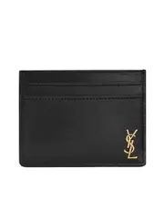 Saint Laurent Tiny Monogram Card Case in Shiny Leather
