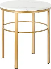 Gaia Side Table, 20" Wide, Gold/White