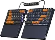 RK ROYAL KLUDGE RKS70 Ergonomic Split Keyboard, Wireless Gaming Keyboard with Bluetooth/2.4G/Wired, 75% RGB Hot Swappable Mechanical Keyboards Fixed Wrist Rest for Win/Mac, Brown Switches Black