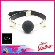 Love in Leather - Glow In The Dark Ball Gag Solid Ball 4.3cm Across Adjustable