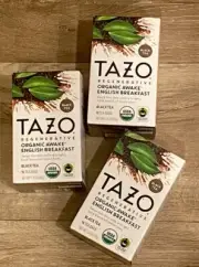 3 Boxes TAZO Organic Awake English Breakfast Tea Bags, 16Ct, 48 Total Exp 12/26
