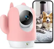 Pet Camera, 2K Indoor Security Camera, 360° Dog Cameras, One-Touch Call