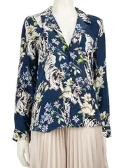 Silk Abstract Floral Patterned Shirt