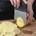 Potato Chip French Fry Slicer Crinkle Wavy Cutter knife Tool Stainless Steel GY